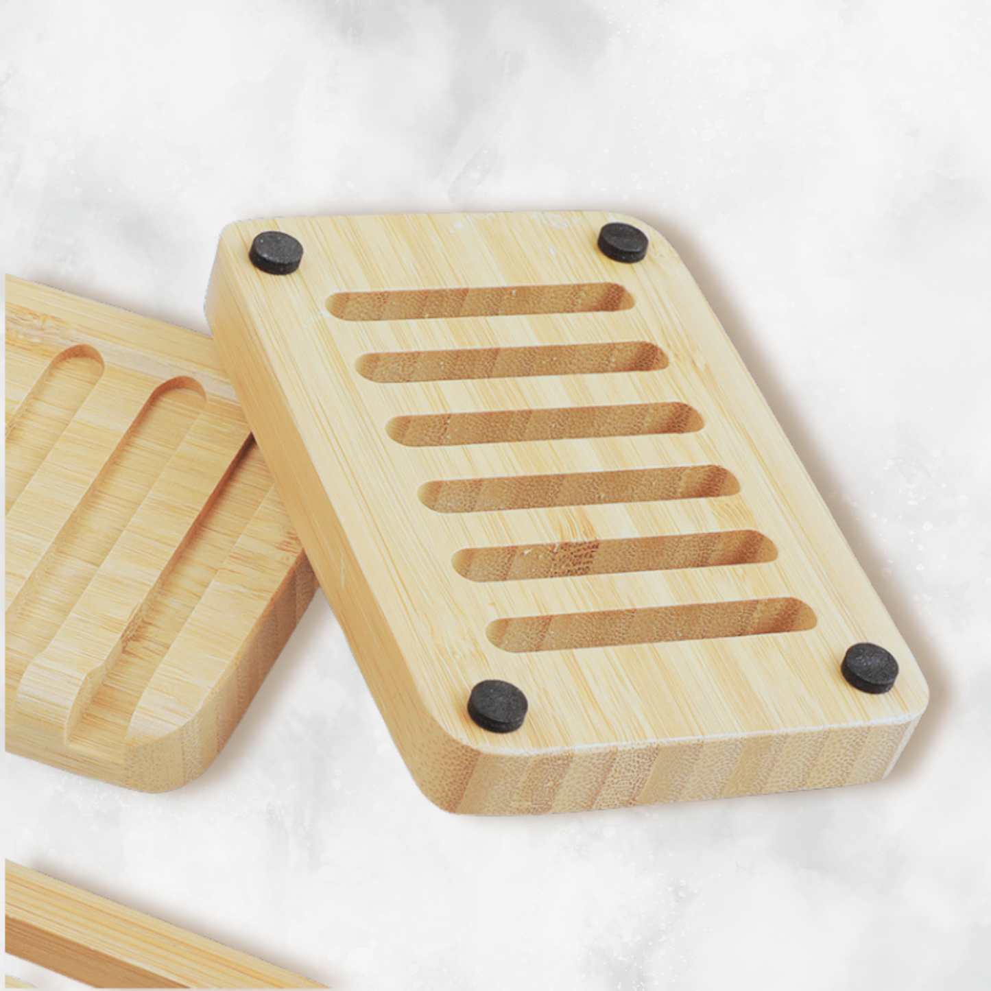 Bamboo Hotel-Style Soap Rack|Minimalist Draining Tray for Bathroom & Sink