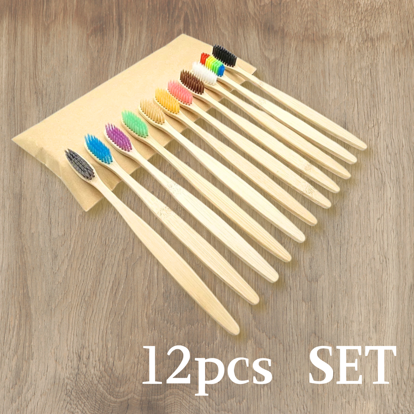 12PCS Colorful Bamboo Toothbrush Set | Soft Bristle & Eco-Friendly