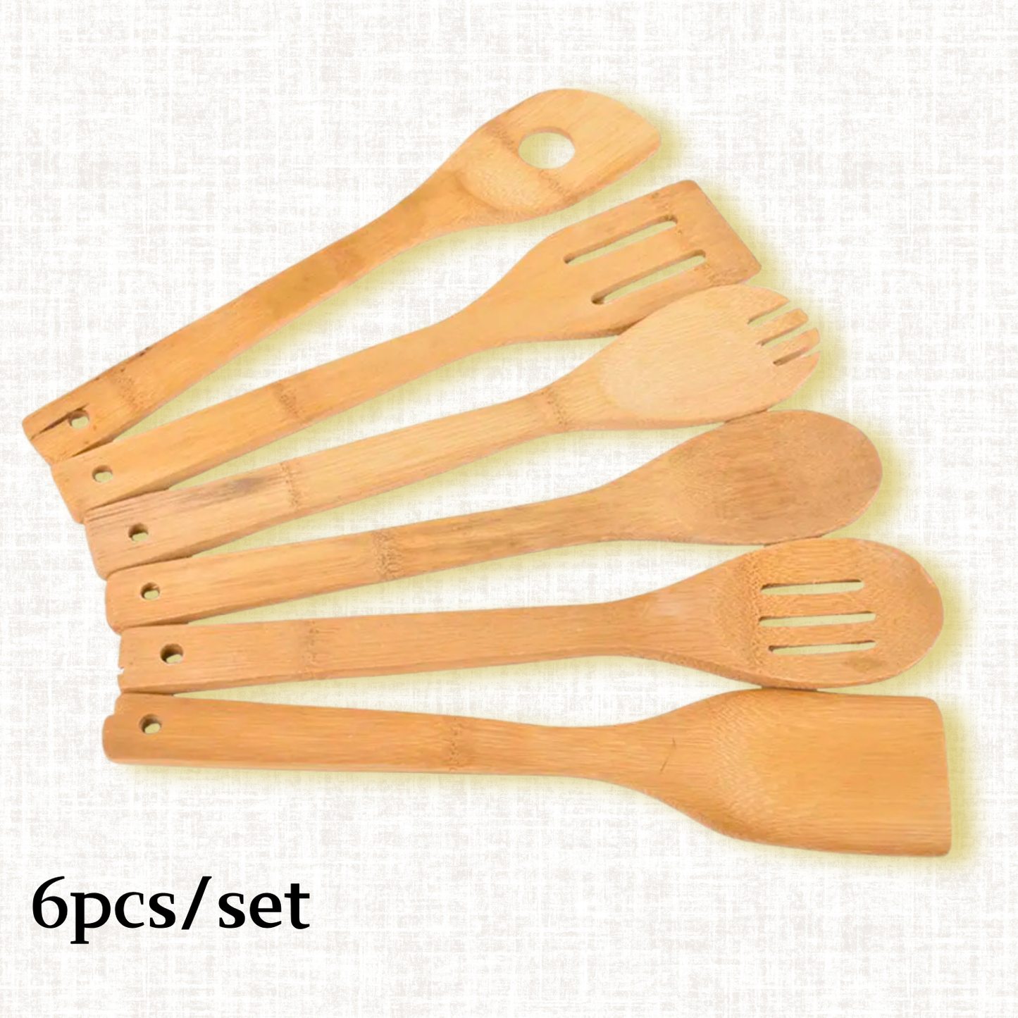 Bamboo Wood Cooking Turners Utensil Set Healthy Bamboo Turners Spoon Spatula Kitchen Tools for Home Picnic Cooking