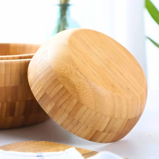 Bamboo Salad & Noodle Bowl | Natural Material, No Paint or Wax