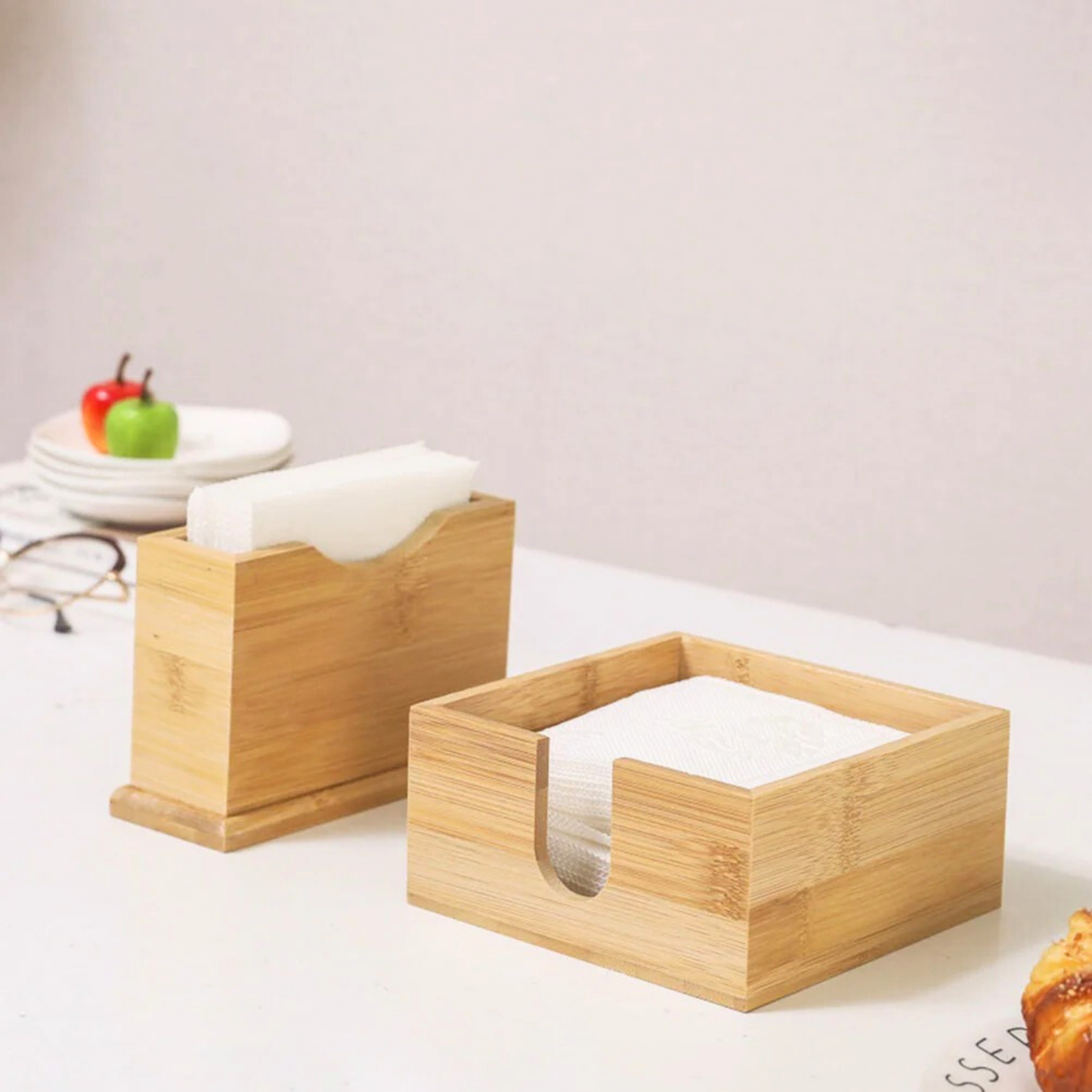 Bamboo Napkin Desktop Paper Restaurant Accessory Tissue Box Multi-function Case