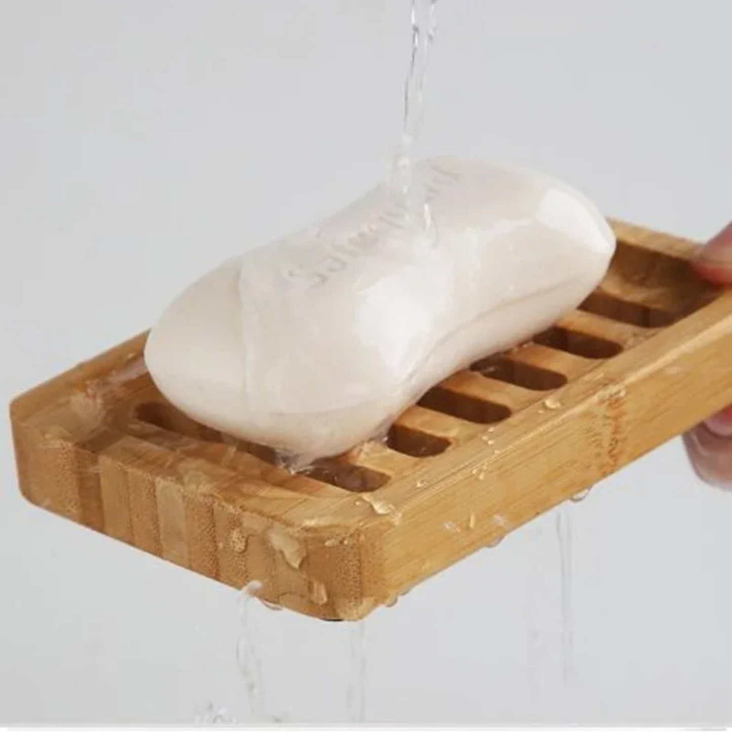 "Bamboo Soap Dish －Natural Wooden Drain Tray for Bathroom & Washroom