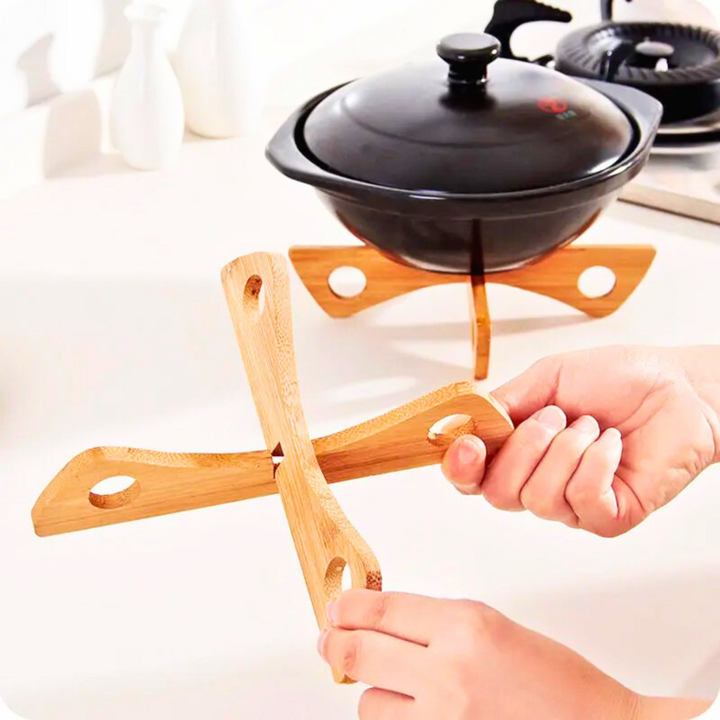 Bamboo Heat-Resistant Pan Mats | Removable Kitchen Coaster & Cooking Tool Set