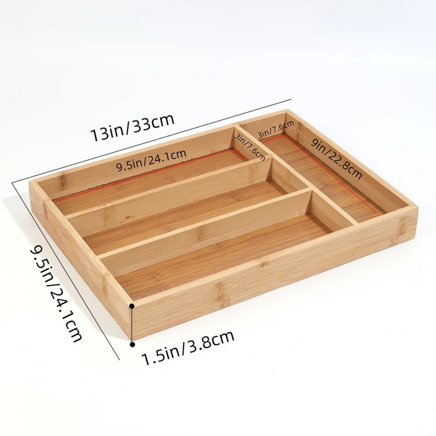 Bamboo Cutlery Divide Storage Trays  Rack  － Kitchen Drawer Organizer Home Accessories