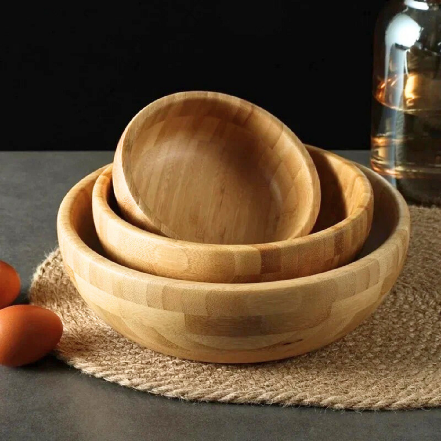 Bamboo Salad & Noodle Bowl | Natural Material, No Paint or Wax